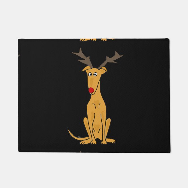 Lustiger Weihnachtswindhund-Hund als Ren Fußmatte (Vorderseite)