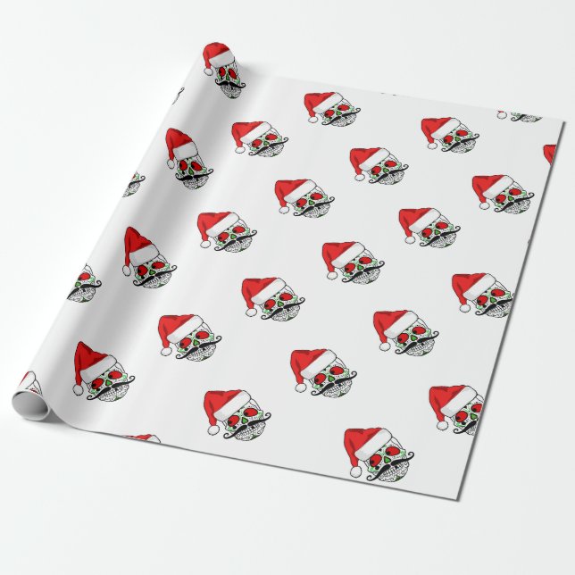 Lustiger Weihnachtszuckerschädel Geschenkpapier (Ungerollt)