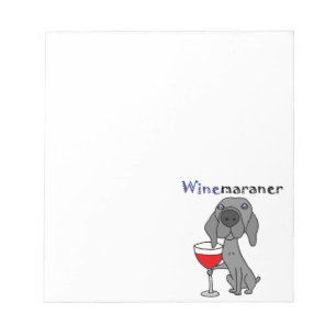 Lustiger Weimaraner Hund, der Rotwein trinkt Notizblock