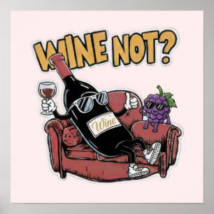 Lustiger Wein und Trauben Poster