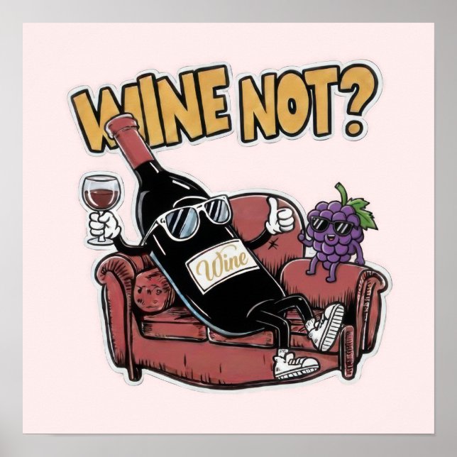 Lustiger Wein und Trauben Poster (Vorne)