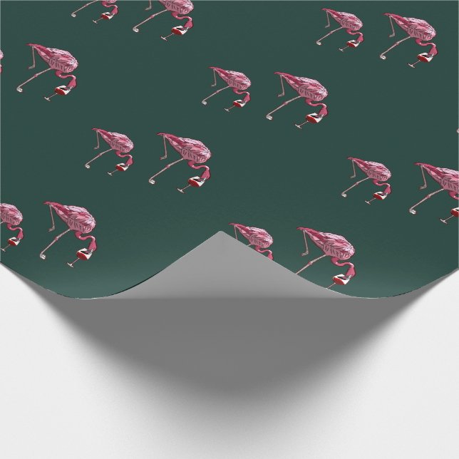 Lustiger Weintrinker Pinker Flamingo Geschenkpapier (Ecke)