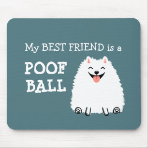 Lustiger Weißer Pomeranian Flauschball Mousepad