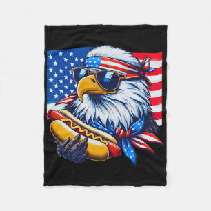 Lustiger Weißkopfseeadler Hotdog Amerikanische Fla Fleecedecke