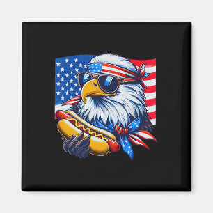 Lustiger Weißkopfseeadler Hotdog Amerikanische Fla Magnet