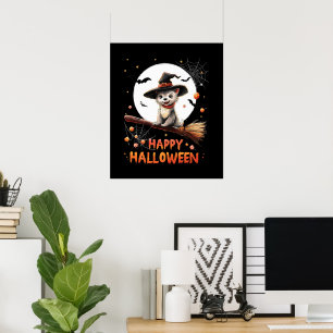 Lustiger Welpe Hund Hexe Süßigkeiten Gruseliger Ge Poster