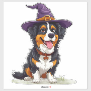 Lustiger Welpen-Hexen-Outfit Halloween-Hund-Thema Aufkleber