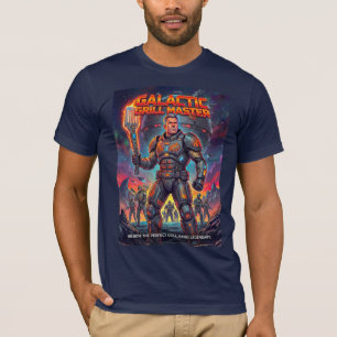 Lustiger Weltraum-Soldat BBQ-Grillmeister Parodie T-Shirt