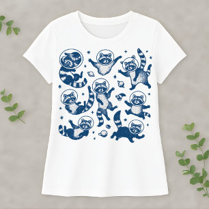 Lustiger Weltraum-Waschbär Elfenbein Süßer Astrona T-Shirt