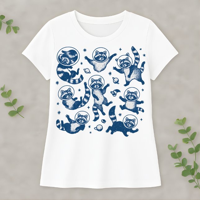 Lustiger Weltraum-Waschbär Elfenbein Süßer Astrona T-Shirt (Von Creator hochgeladen)