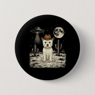 Lustiger West Highland White Terrier Cowboy Wester Button