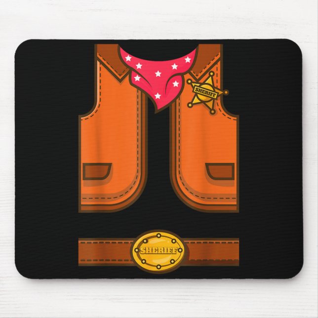Lustiger Western Sheriff Halloween Cowboy Weste Ei Mousepad (Vorne)