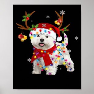 Lustiger Westie-Weihnachts-Tee-Rentier-Weihnachtsl Poster