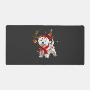 Lustiger Westie-Weihnachts-Tee-Rentier-Weihnachtsl Schreibtischunterlage