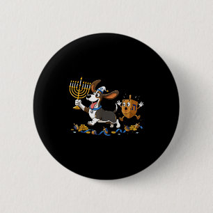 Lustiger Wetthund Dreidel Menorah Chanukka Kinder Button