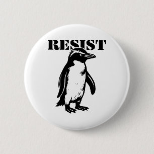 Lustiger Widerstand Pinguin protestiert gegen Zöll Button