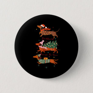 Lustiger Wiener Hund Dackel Durch Den Schnee Fröhl Button