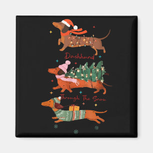 Lustiger Wiener Hund Dackel Durch Den Schnee Fröhl Magnet