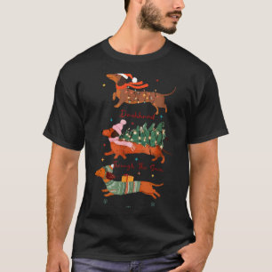 Lustiger Wiener Hund Dackel Durch Den Schnee Fröhl T-Shirt