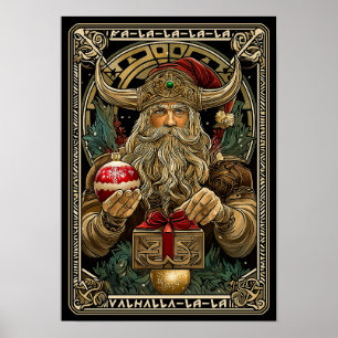 Lustiger Wikinger Weihnachtsmann Valhalla Weihnach Poster