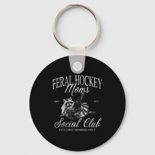 Lustiger wilder Hockey-Mütter-Sozialclub-Waschbär- Schlüsselanhänger