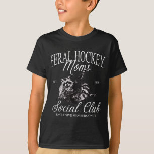 Lustiger wilder Hockey-Mütter-Sozialclub-Waschbär- T-Shirt