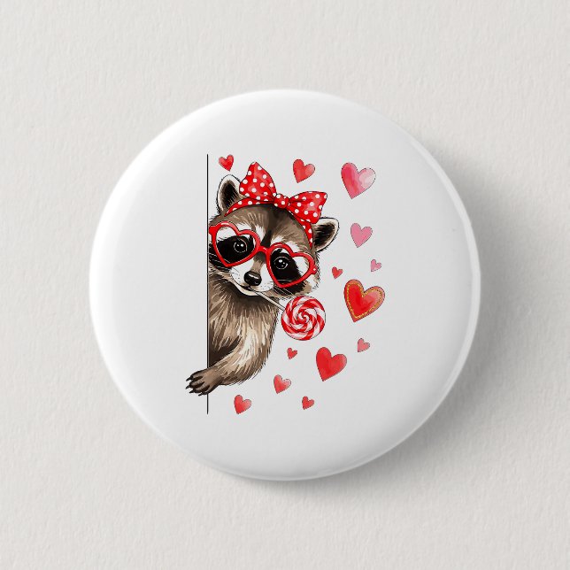 Lustiger Wilder Waschbär Valentinstag Sarkastische Button (Vorderseite)