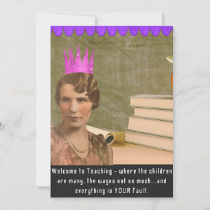 Lustiger Willkommenslehrer Vintage Frau Karte