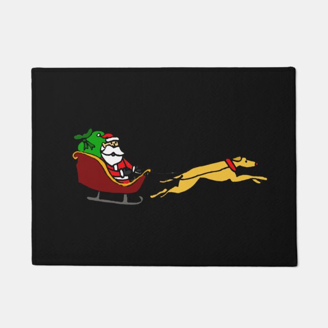 Lustiger Windhund, der WeihnachtsPferdeschlitten Fußmatte (Vorderseite)
