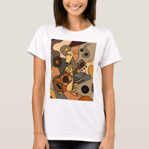 Lustiger Windhund-Hund, der die Gitarre abstrakt T-Shirt