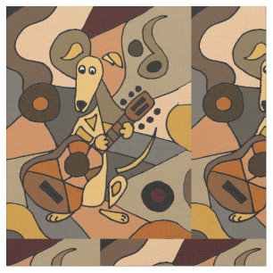 Lustiger Windhund-Hund, der Gitarren-abstraktes Stoff