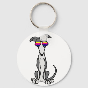 Lustiger Windhund-Hund in der Sonnenbrille Schlüsselanhänger