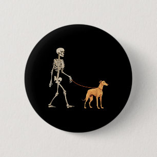 Lustiger Windhund-Skelett-Hund, der am Halloween l Button