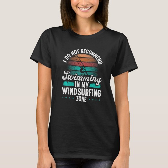 Lustiger Windsurfer Nicht empfohlene Windsurfzone T-Shirt (Vorderseite)