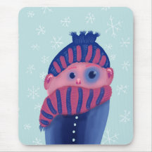 Lustiger Wintercharakter mit Hut und Schal