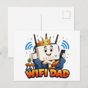 Lustiger WLAN-Vater-Router-Charakter Postkarte
