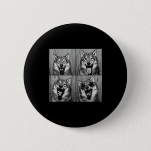 Lustiger Wolf Fotoautomaten Sonnenbrille Hund Button