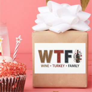 Lustiger WTF-Wein Truthahn Familien-Erntedankfest Rechteckiger Aufkleber