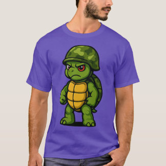 Lustiger wütender Armee-Schildkröten-Soldat retro T-Shirt