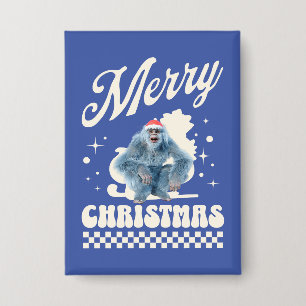 Lustiger Yeti - Frohe Weihnachten Button