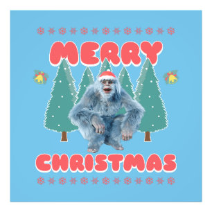 Lustiger Yeti - Frohe Weihnachten Fotodruck
