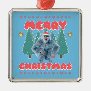 Lustiger Yeti - Frohe Weihnachten Ornament Aus Metall