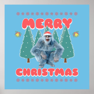 Lustiger Yeti - Frohe Weihnachten Poster
