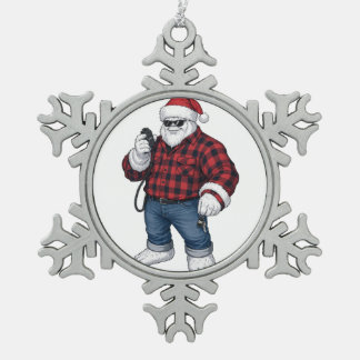 Lustiger Yeti Schneemensch LKW-Fahrer Trucker Schneeflocken Zinn-Ornament