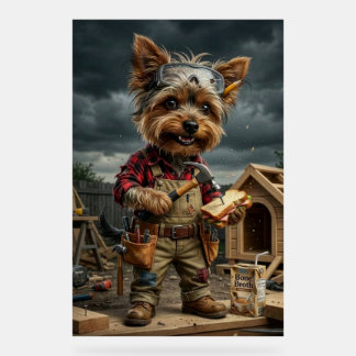 Lustiger Yorkie-Bauarbeiter-Poster – Spielerei Acrylschild