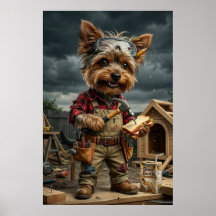 Lustiger Yorkie-Bauarbeiter-Poster – Spielerei