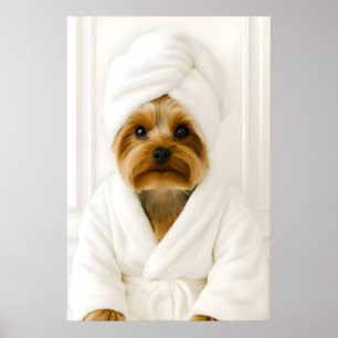 Lustiger Yorkshire Terrier Badezimmerdruck, Yorkie Poster