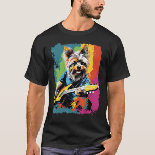Lustiger Yorkshire Terrier Gitarre Hund T-Shirt
