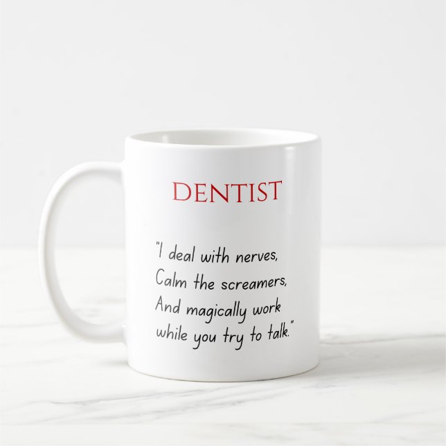 Lustiger Zahnarzt-Becher Kaffeetasse (Links)