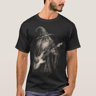 Lustiger Zauberer spielt Rockmusik auf E-Gitarre T-Shirt